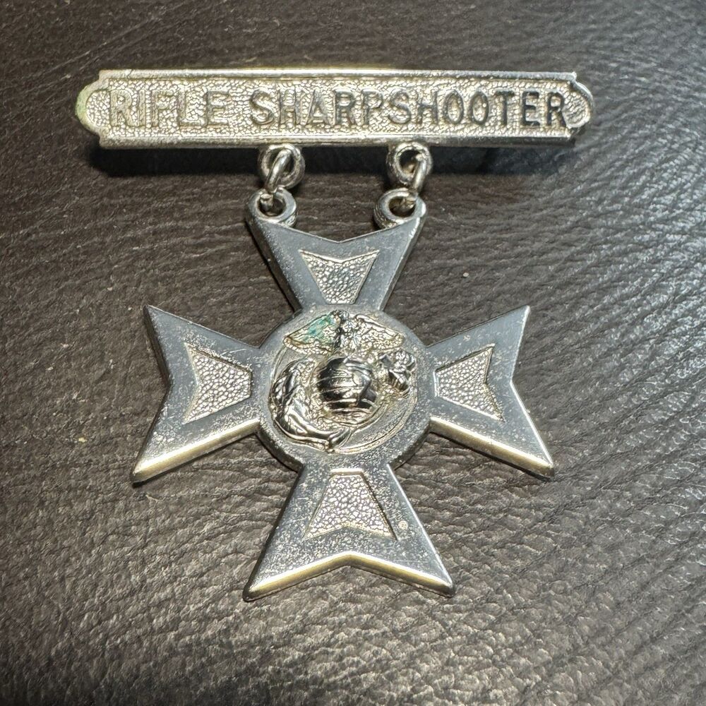 USMC Marine Corps Sharpshooter Qualification Badge OEC2-91 Authentic No Clutchbk